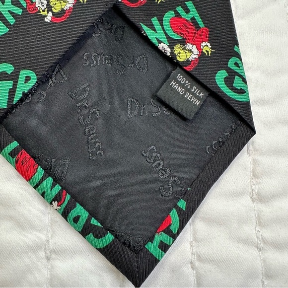 Dr. Seuss Grinch Black Tie with Red and Green Highlights - Picture 6 of 7